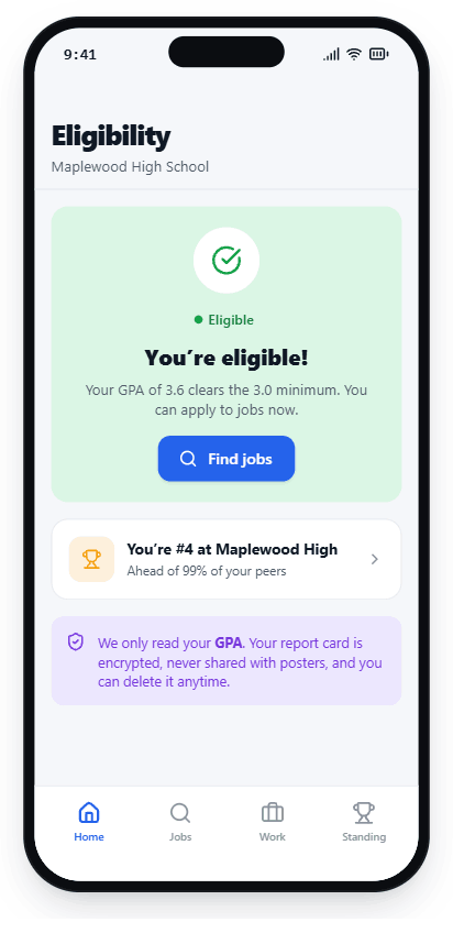 Eligibility confirmed screen